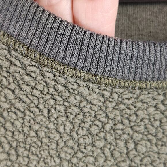 Patagonia Reversible Shearling Crew Neck Pullover Olive Green Men's SZ LG(?) GUC - Picture 6 of 10